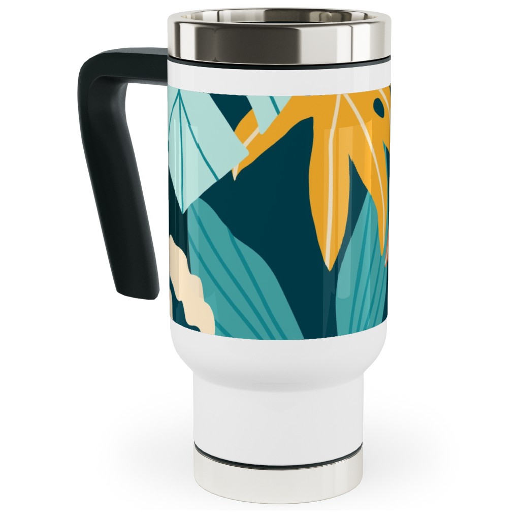 Colors of the Jungle - Multi Travel Mug with Handle, 17oz, Multicolor