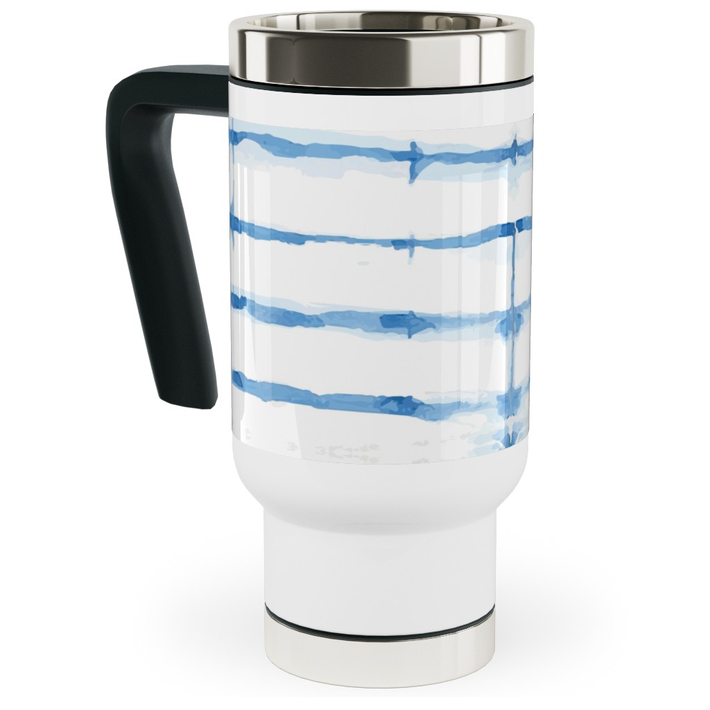 Shibori - Blue Travel Mug with Handle, 17oz, Blue