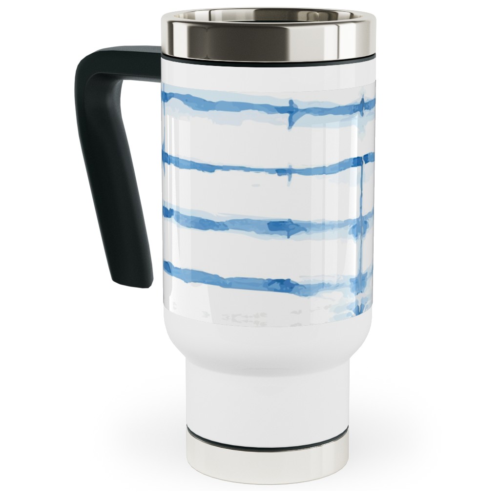 Shibori - Blue Travel Mug with Handle, 17oz, Blue, True Blue