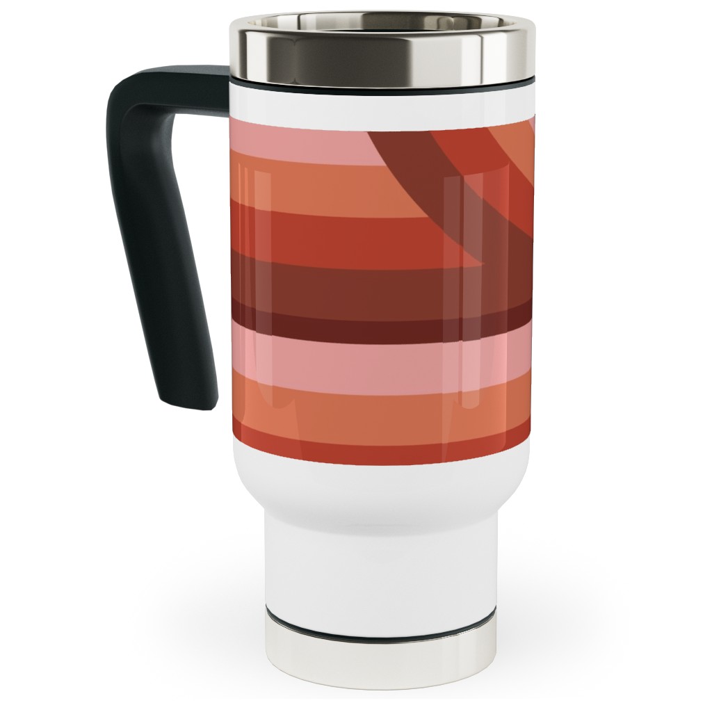 Retro Road - Mauve Multi Travel Mug with Handle, 17oz, Red, Red