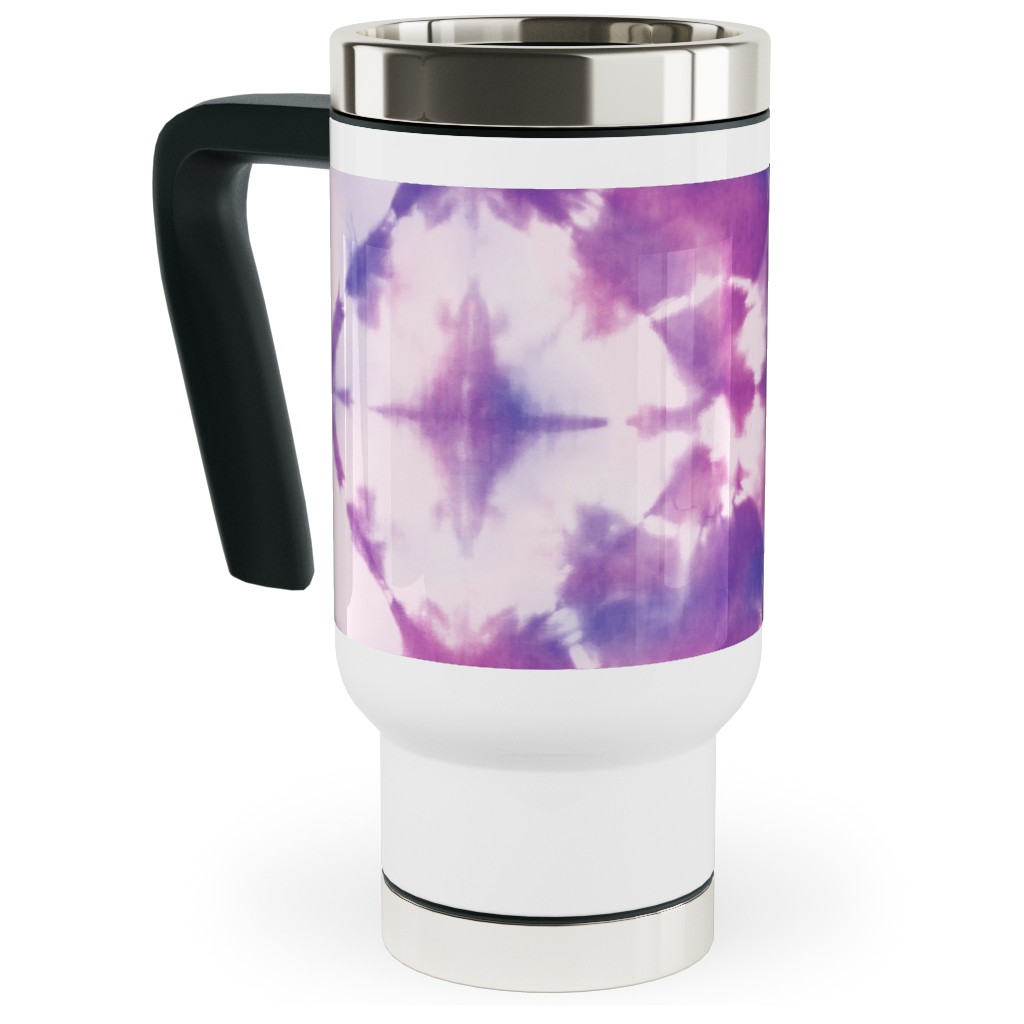 Tie-Dye - Purple and Pink Travel Mug with Handle, 17oz, Purple