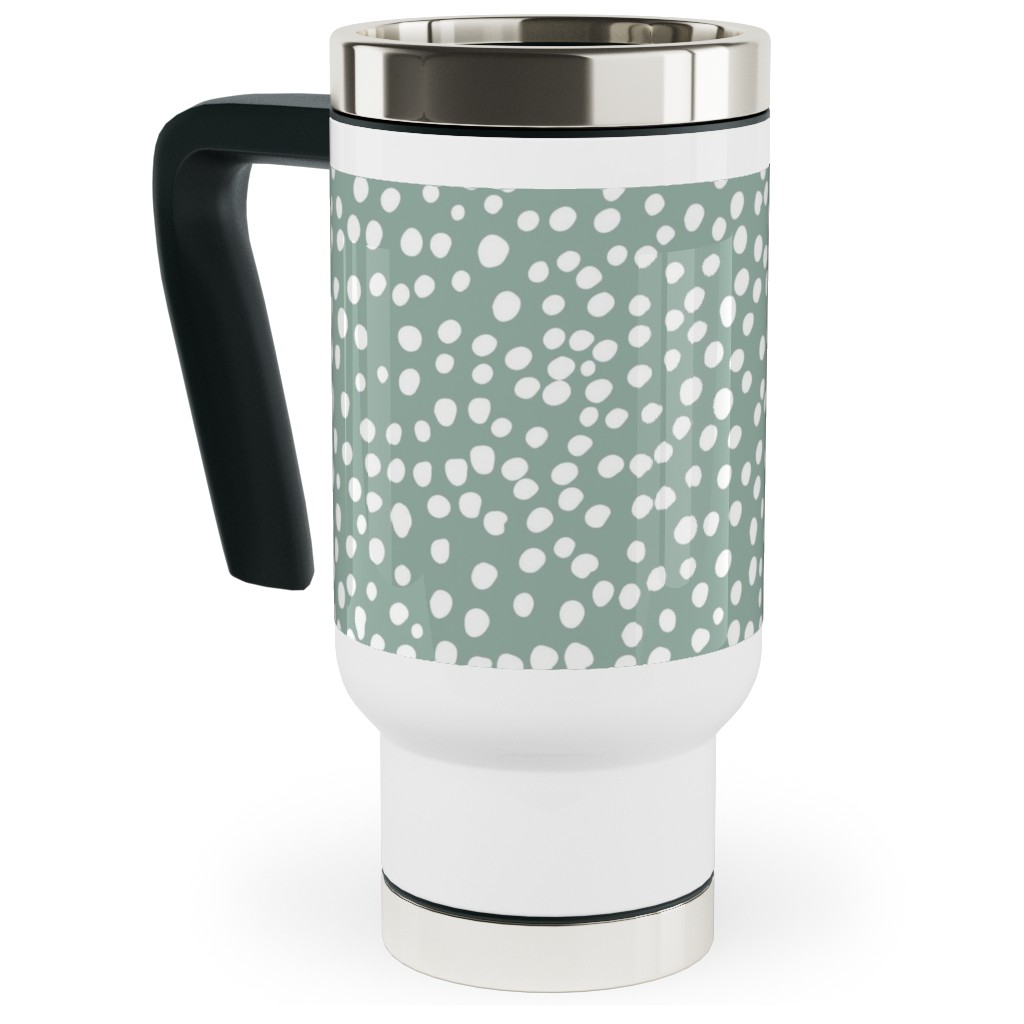 Cheetah - Sage Green Travel Mug with Handle, 17oz, Green