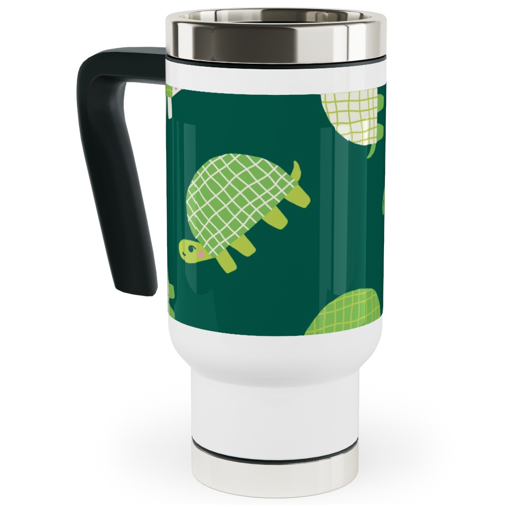 Turtles - Green Travel Mug with Handle, 17oz, Green
