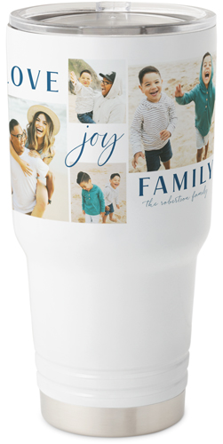 Love Joy Family Travel Tumbler, 30oz, White