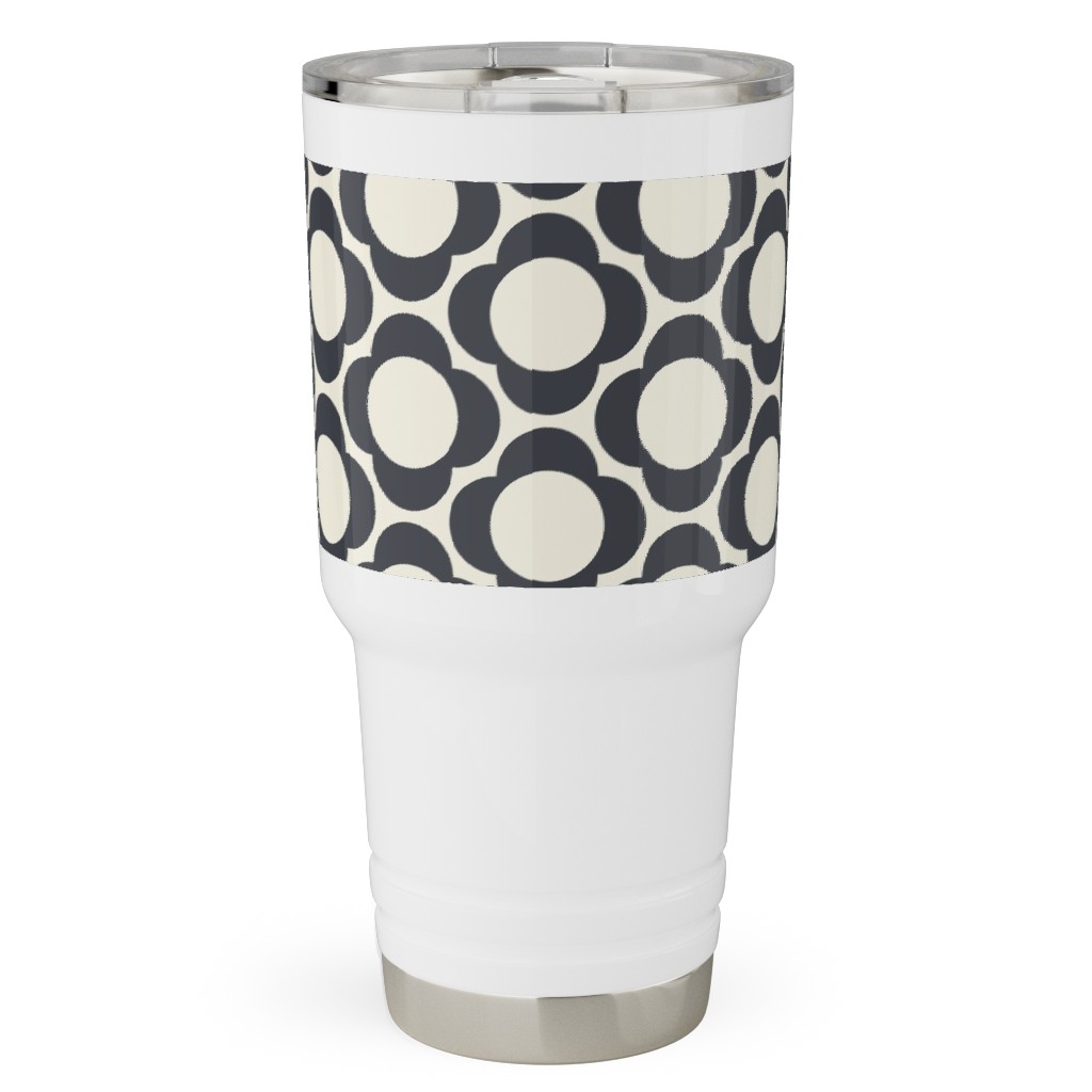 Lotta's Scandi Daisy - Navy on Cream Travel Tumbler, 30oz, Beige, Pearl