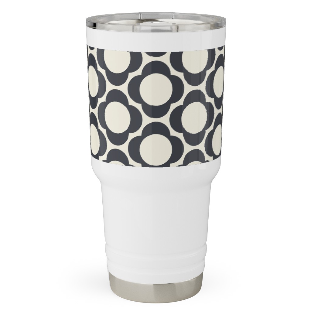 Navy Daisy Tumbler Cup with Handle: Navy