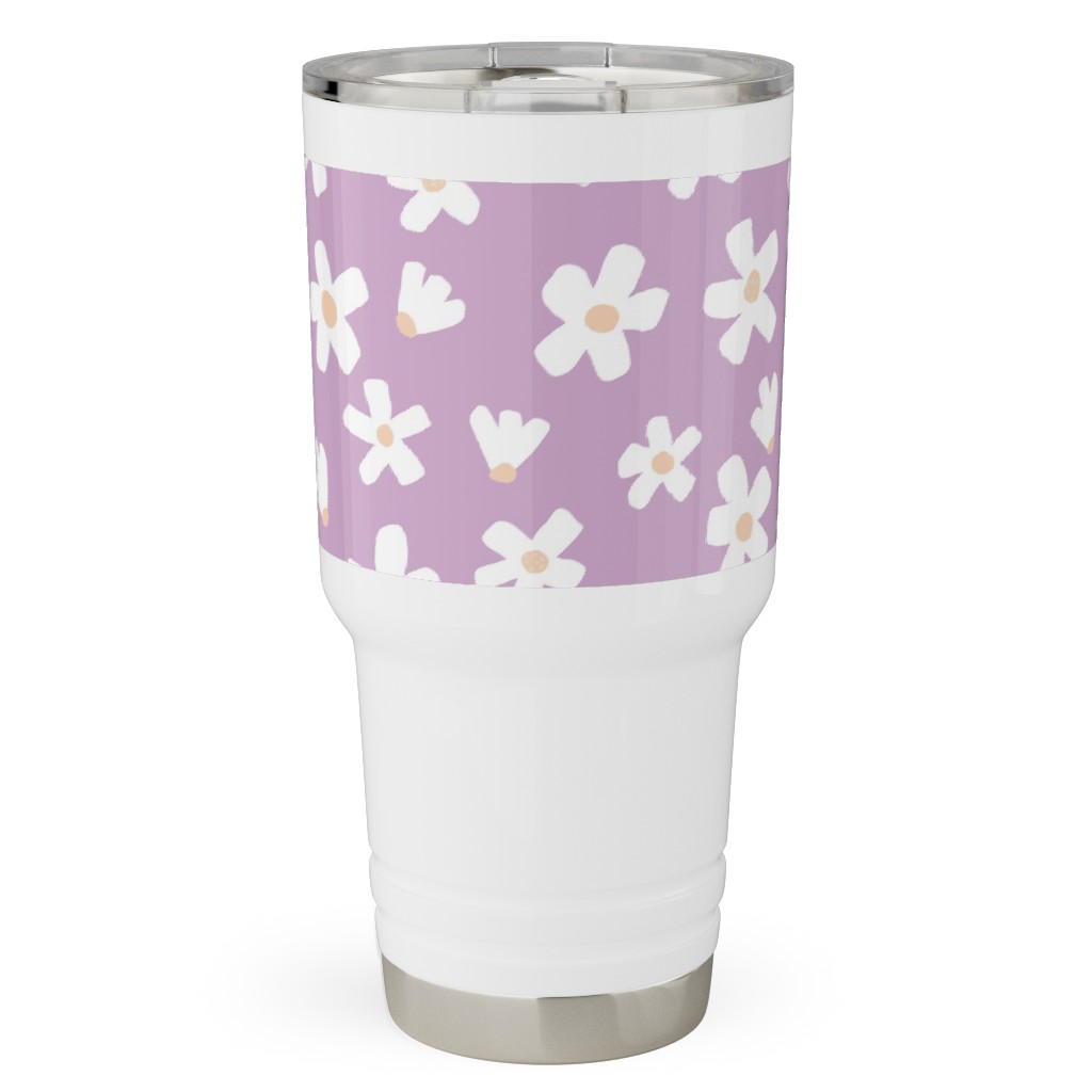 Daisy Garden Floral - Purple Travel Tumbler, 30oz, Purple