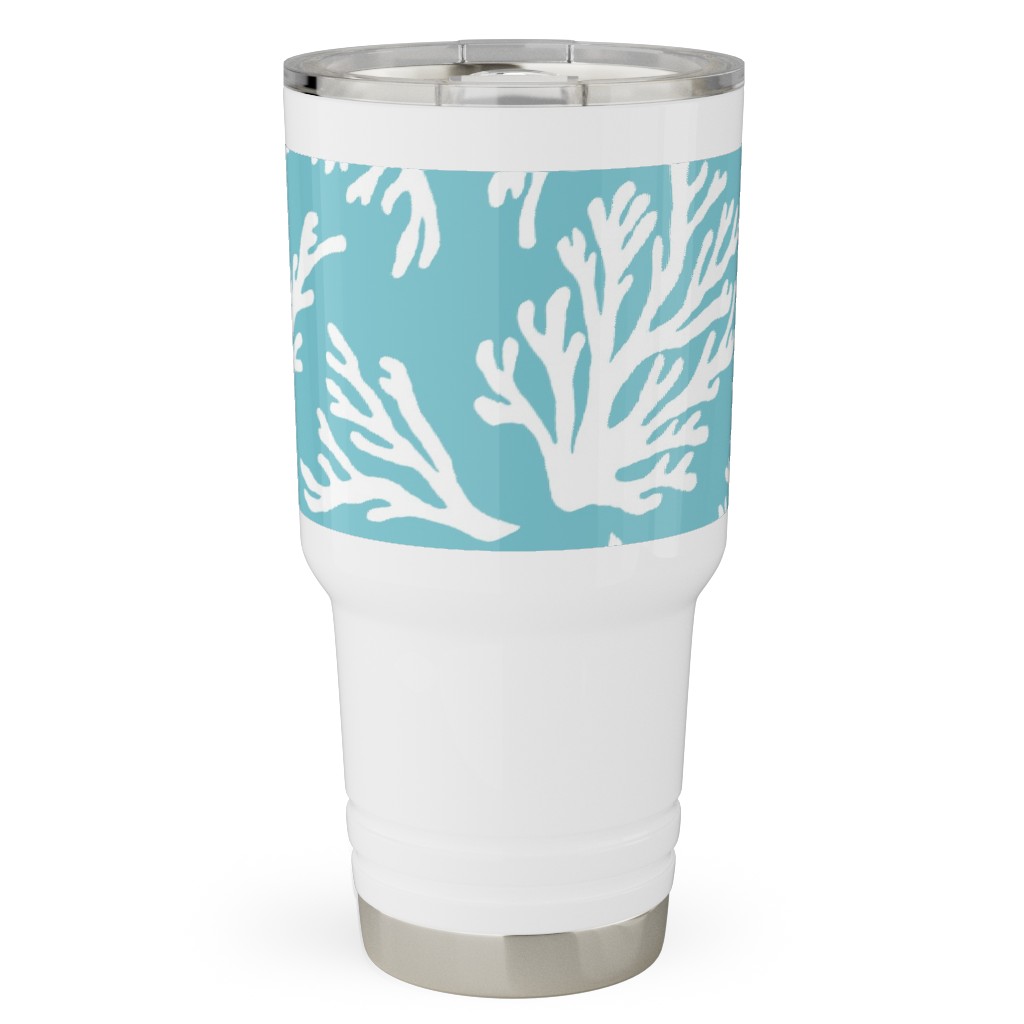 Coral - Turquoise Travel Tumbler, 30oz, Blue, True Blue