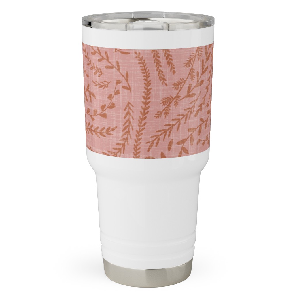 Notion - Fine Floral - Pink and Rust Travel Tumbler, 30oz, Pink