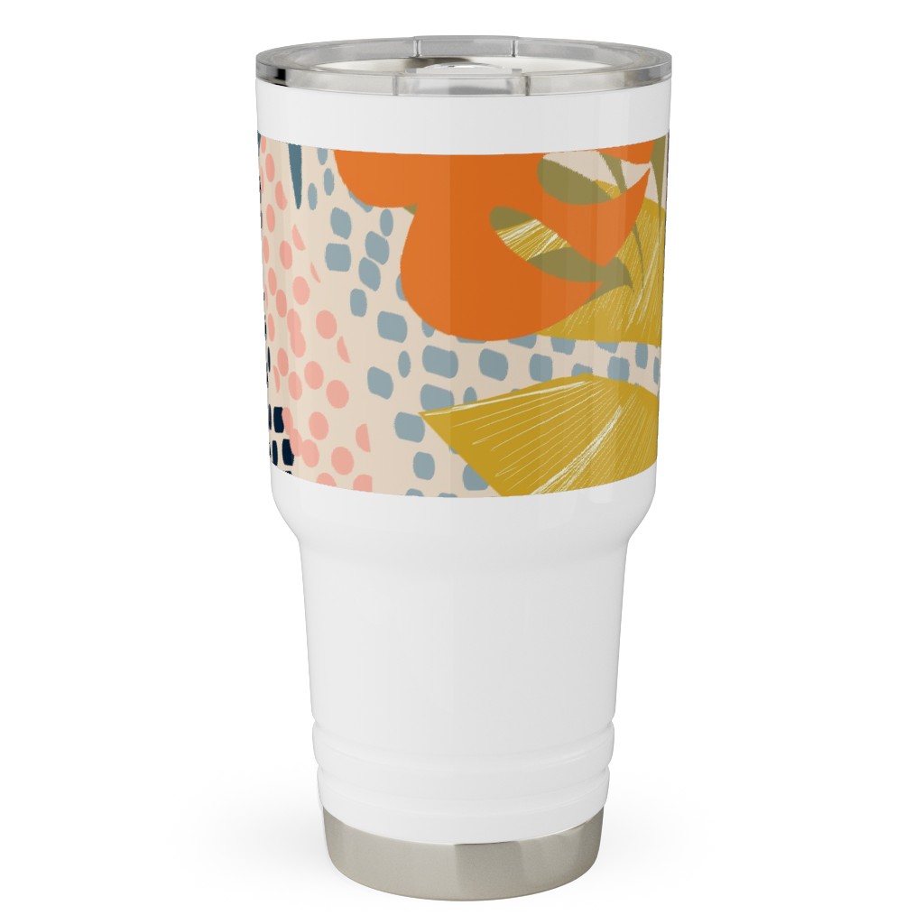 Tropical Foliage - Natural Retro - Multi Travel Tumbler, 30oz, Multicolor