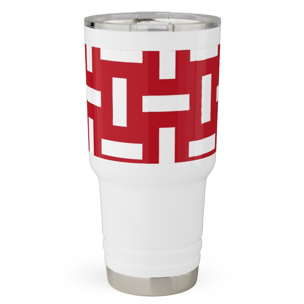 Geometrically Assembled Flag - Red Travel Tumbler, 30oz, Red