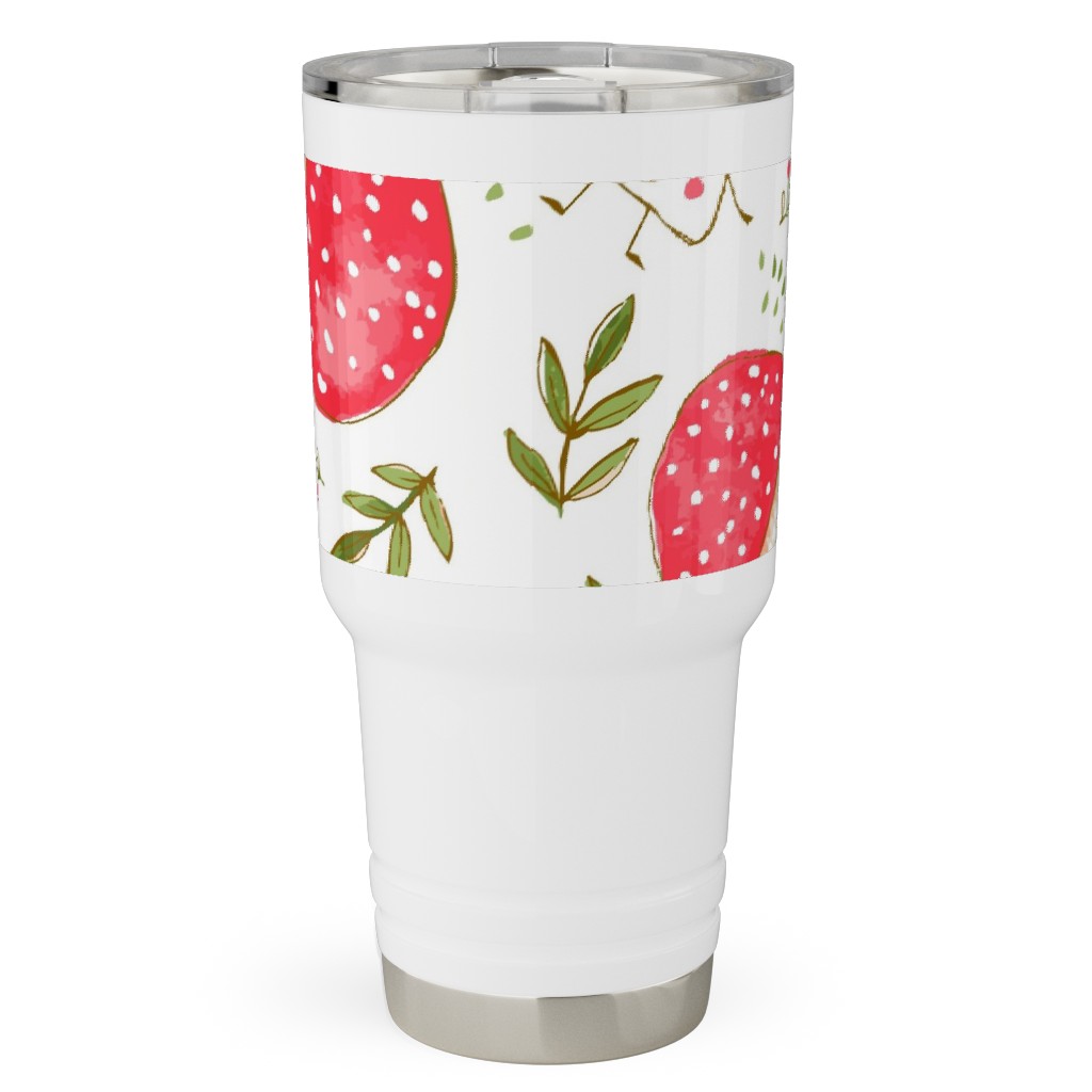 the Happiest Little Mushrooms - Red Travel Tumbler, 30oz, Red