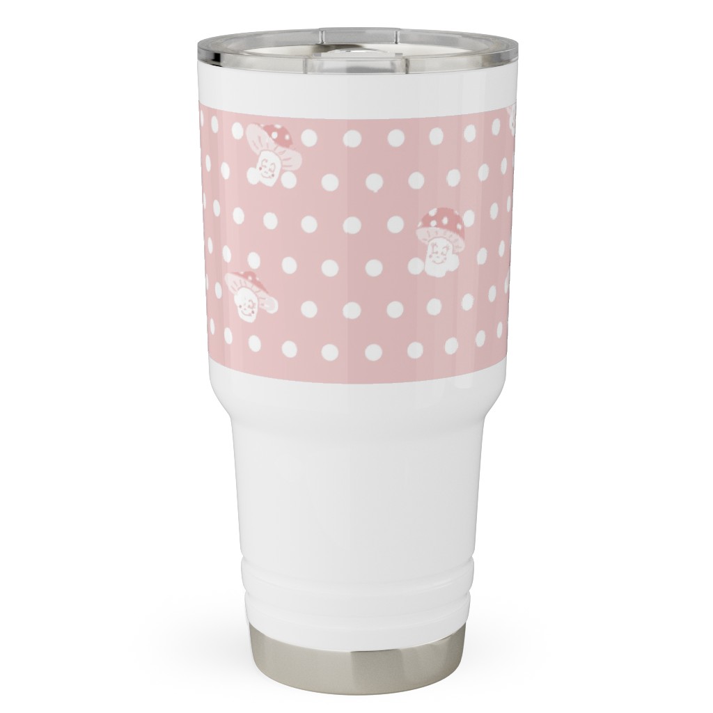 Mushroom and Dots - Pink Travel Tumbler, 30oz, Pink