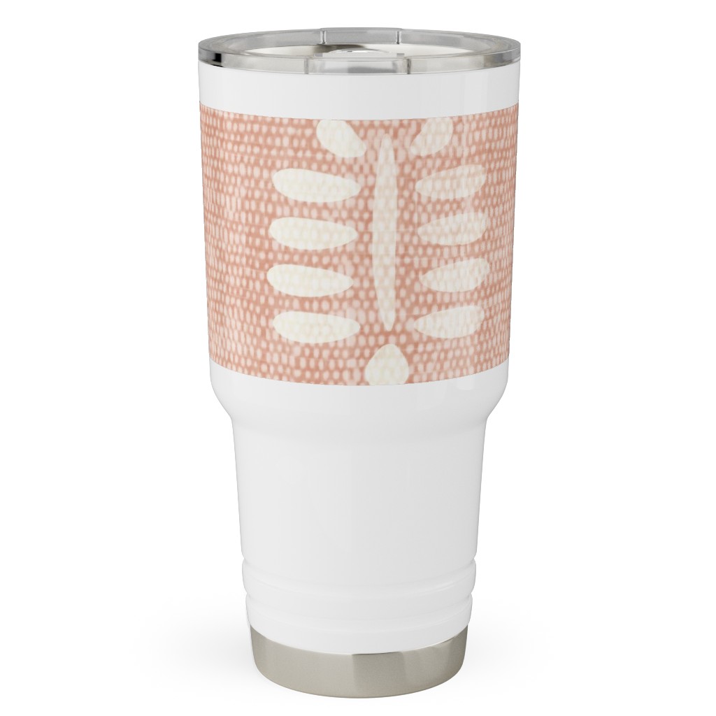 Block Print Fern - Dusty Pink Travel Tumbler, 30oz, Pink