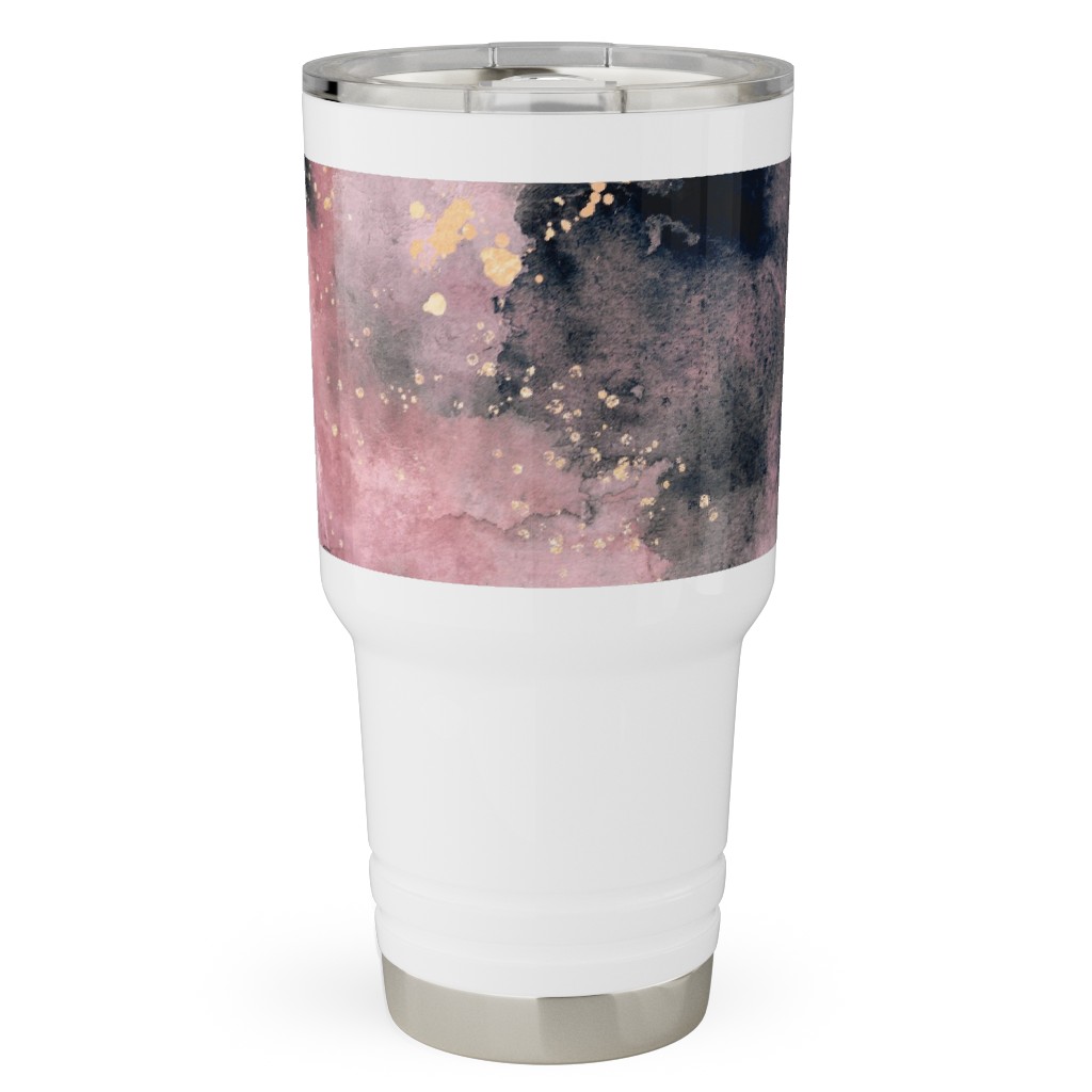 Watercolor Marble - Pink Travel Tumbler, 30oz, Pink