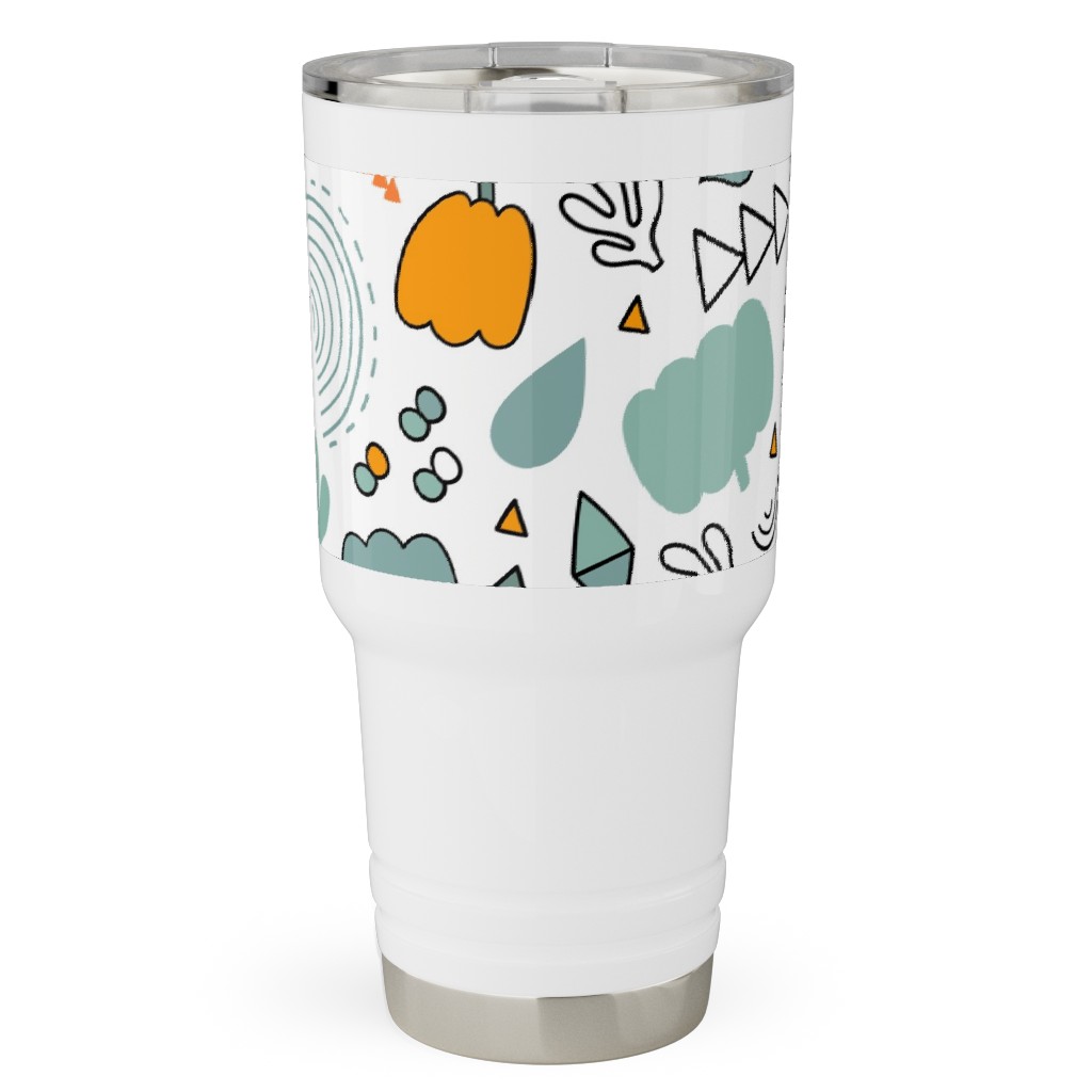 Autumn Harvest Vegetables With Doodles - Light Travel Tumbler, 30oz, Multicolor