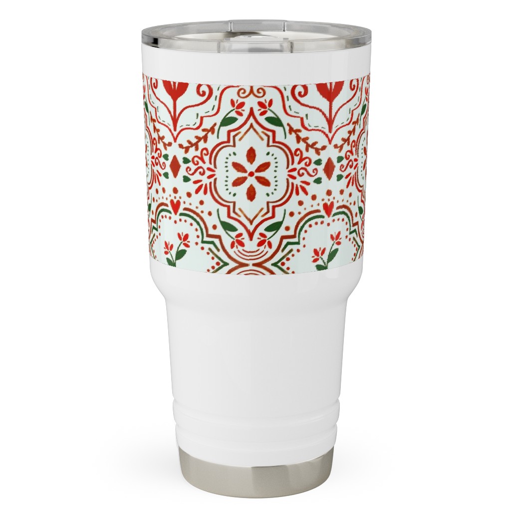 Moroccan Christmas Travel Tumbler, 30oz, Red, Red