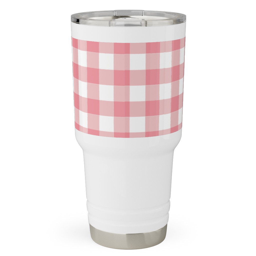 Simple Gingham Travel Tumbler, 30oz, Pink
