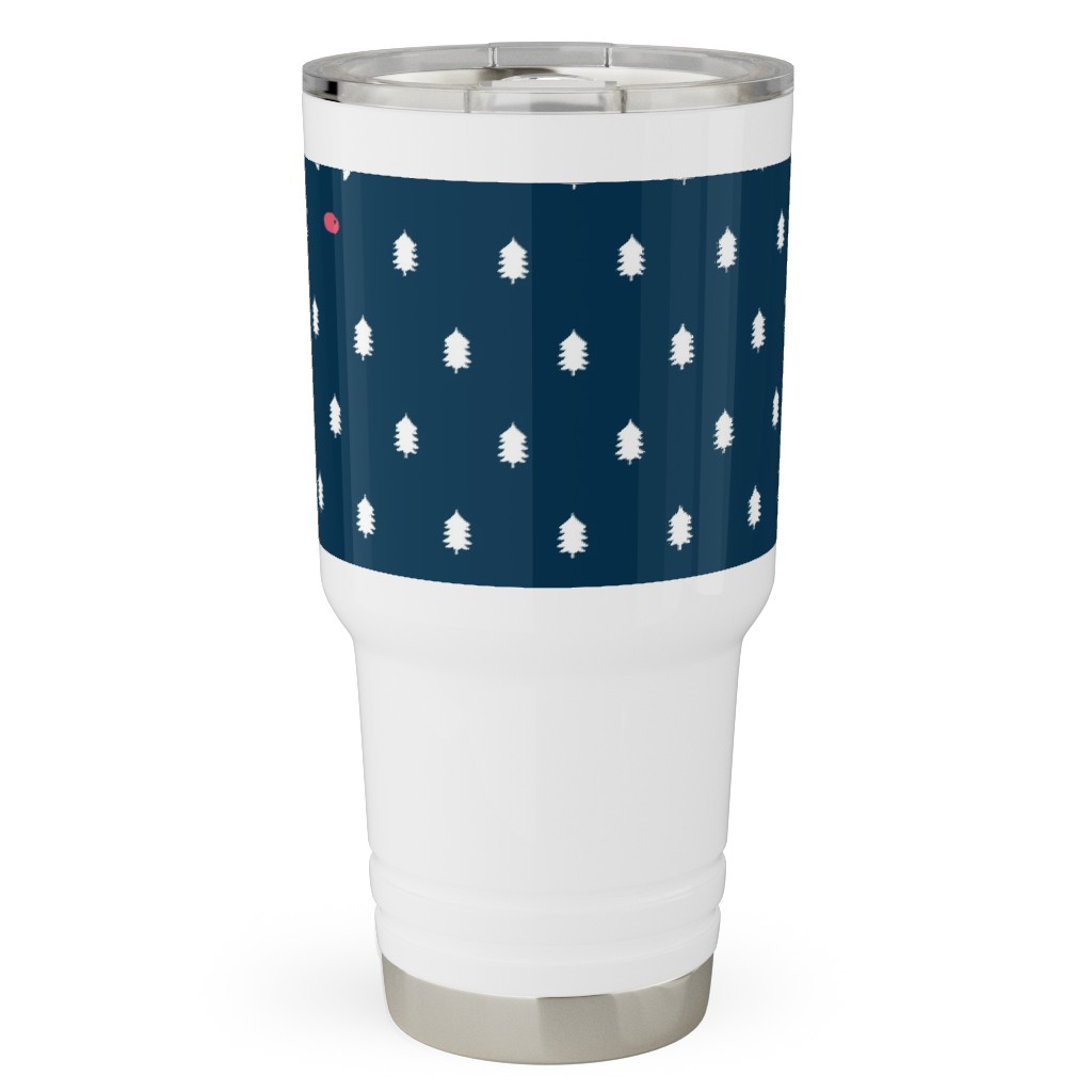 Modern Christmas Deer - Navy Travel Tumbler, 30oz, Blue, True Blue