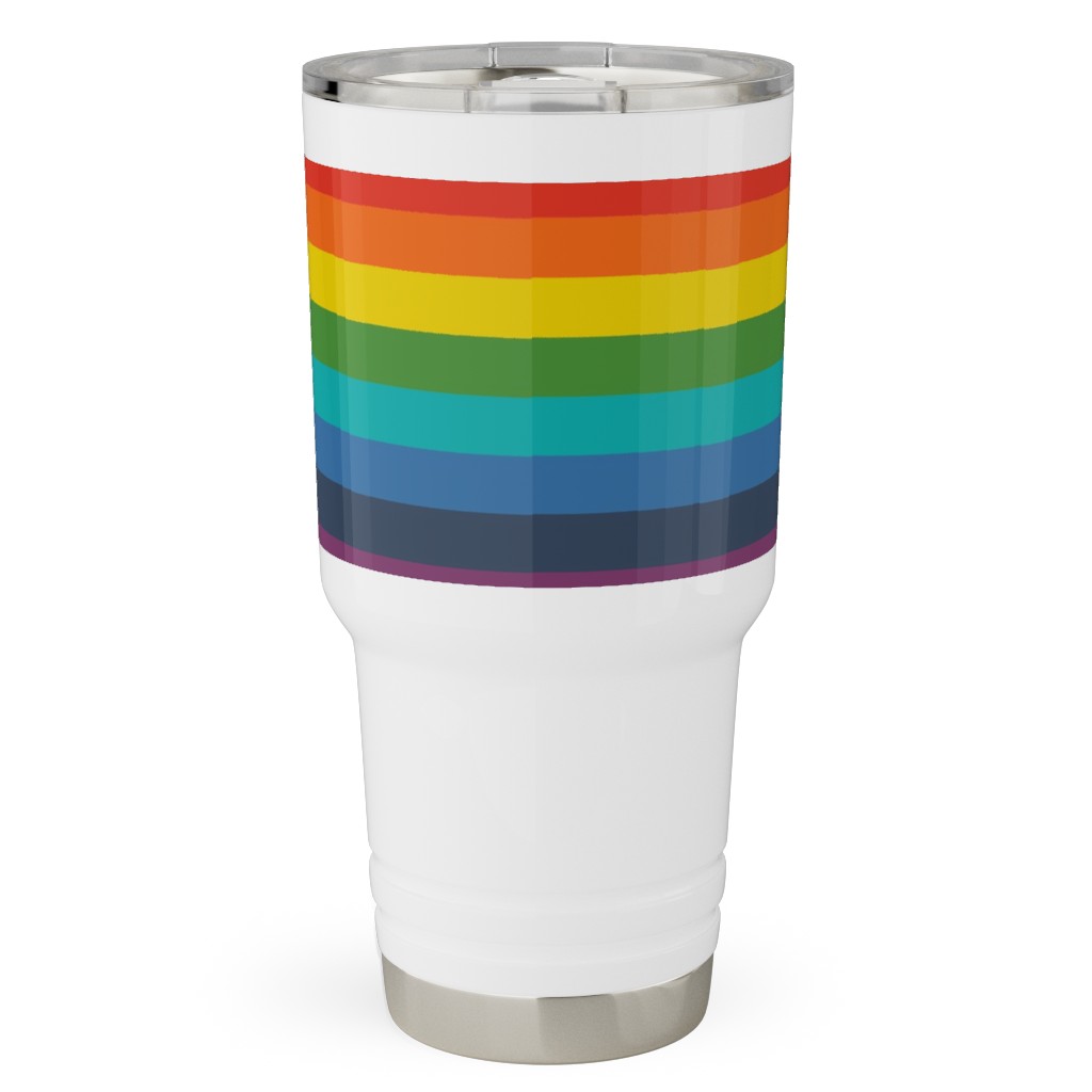 Colorful Live - Rainbow Stripe Travel Tumbler, 30oz, Multicolor