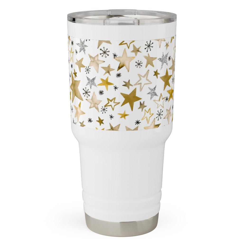 Winter Stars Christmas - Gold Travel Tumbler, 30oz, Yellow