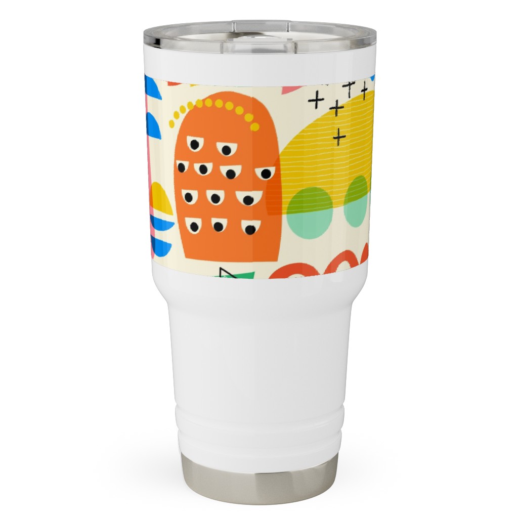 Abstract Shapes Fun Collage - Multi Travel Tumbler, 30oz, Multicolor