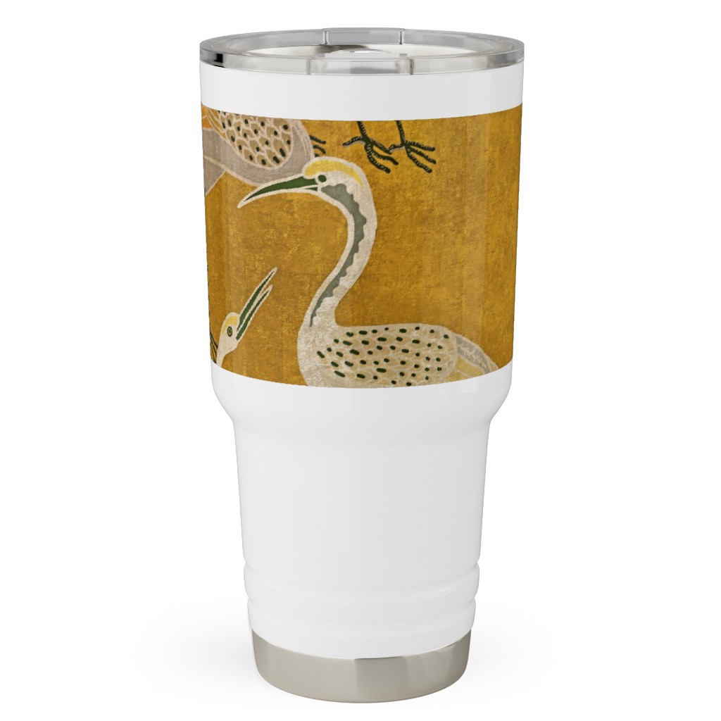 Deco Cranes - Golden Hour Travel Tumbler, 30oz, Yellow, Classic Yellow