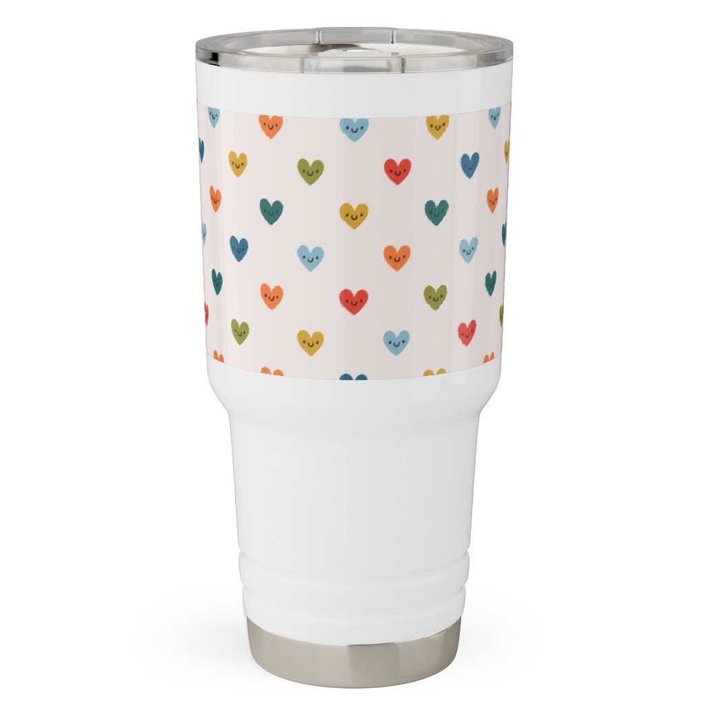 Cute Colored Hearts - Multi Travel Tumbler, 30oz, Multicolor