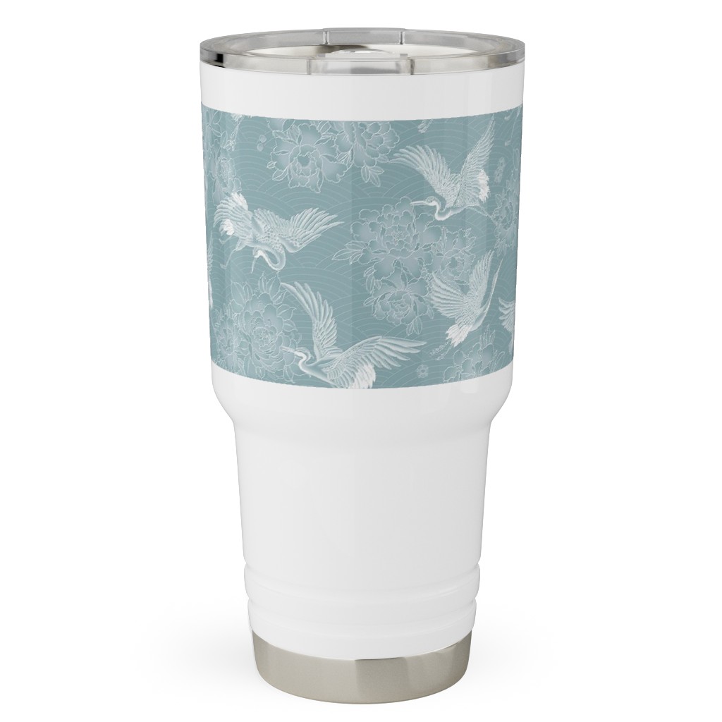 Majestic Cranes - Blue Travel Tumbler, 30oz, Blue, True Blue
