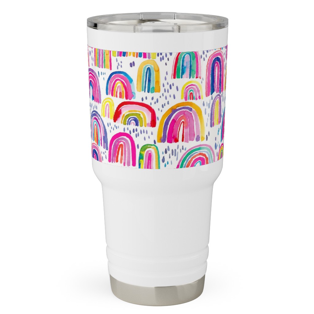 Rainbows Watercolor - Multi Travel Tumbler, 30oz, Multicolor