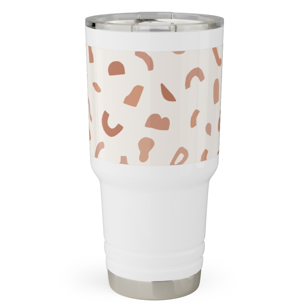 Organic Cut Shapes - Kaolin Clay Travel Tumbler, 30oz, Beige, Pearl