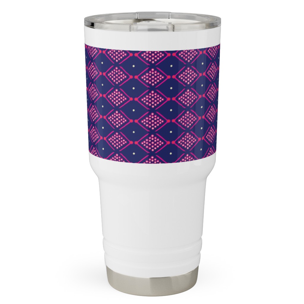 Tribal Geometric - Navy and Purple Travel Tumbler, 30oz, Blue