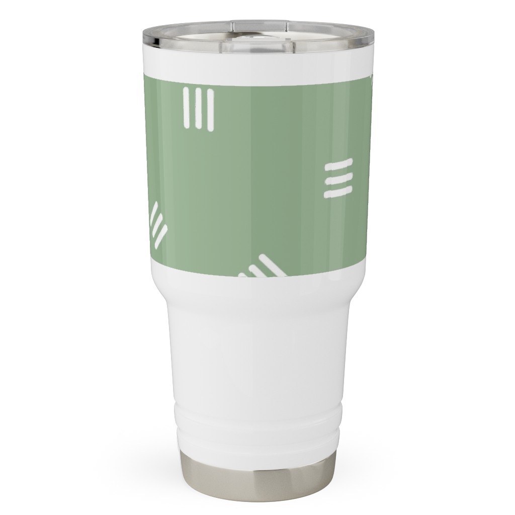 Tossed Groups of Lines - Sage Green Travel Tumbler, 30oz, Green, Classic Green