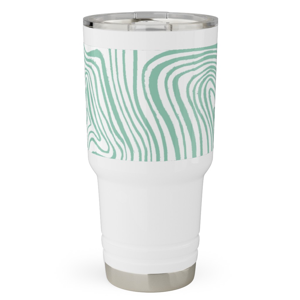 Abstract Wavy Lines - Green Travel Tumbler, 30oz, Green