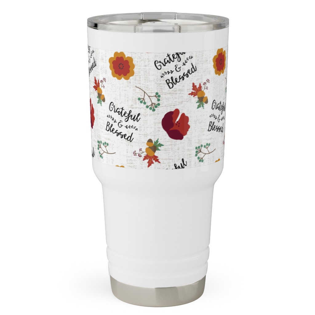 Grateful & Blessed Travel Tumbler, 30oz, Multicolor