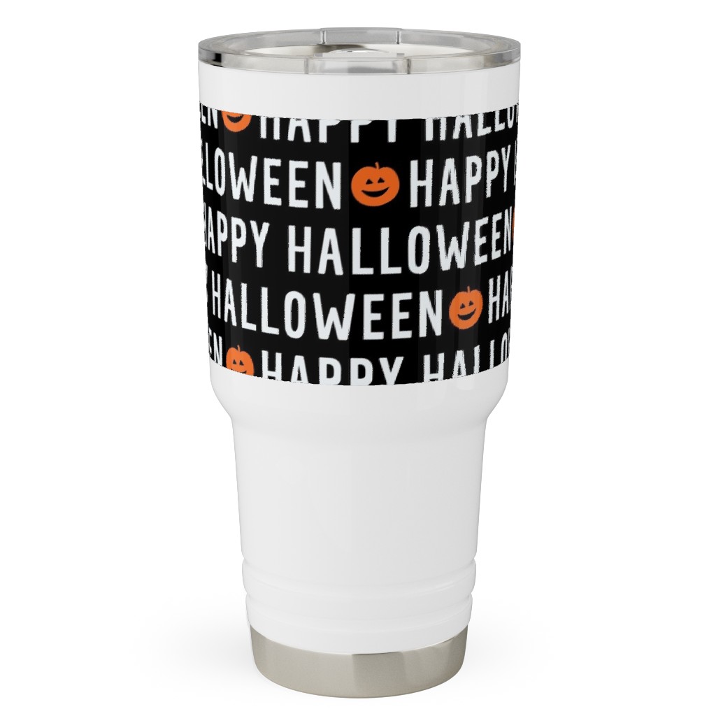 Happy Halloween Black Travel Tumbler, 30oz, Black, Black