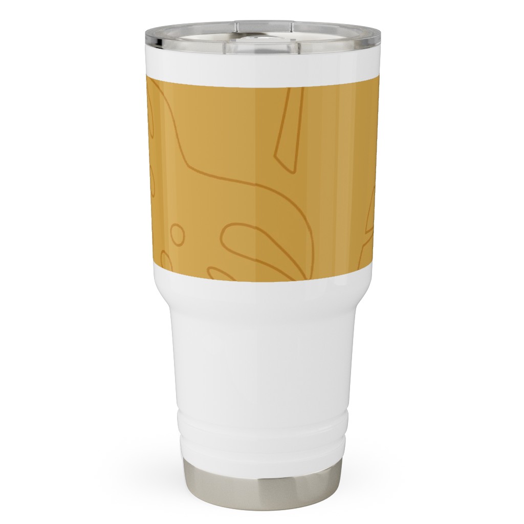 Tropical Leaves - Gold Travel Tumbler, 30oz, Yellow