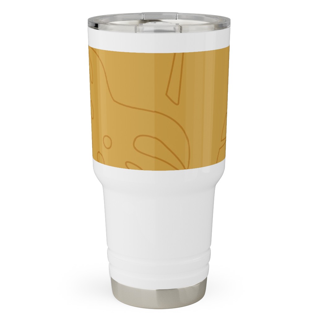 Tropical Leaves - Gold Travel Tumbler, 30oz, Yellow, Classic Yellow