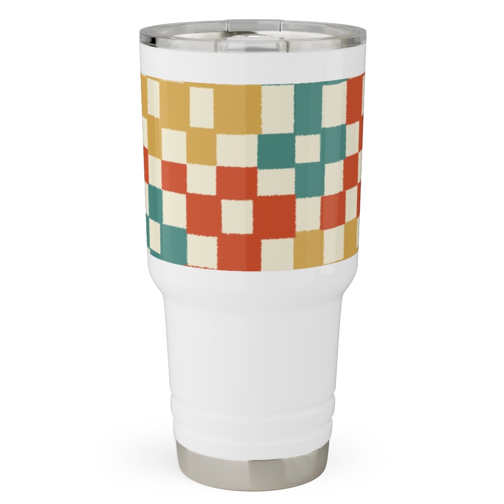 Wonky Checkerboard - Multi Travel Tumbler, 30oz, Multicolor
