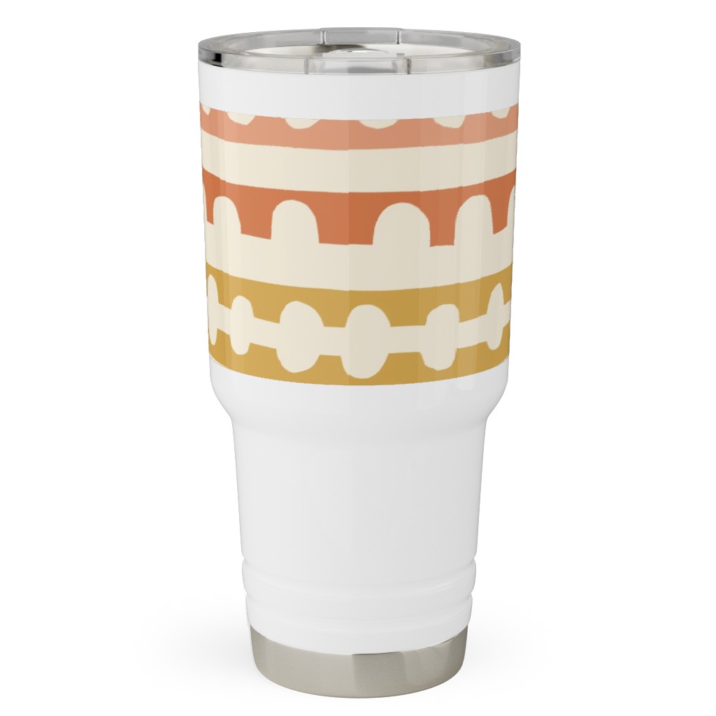 Wonky Papercut Stripes - Multi Travel Tumbler, 30oz, Multicolor