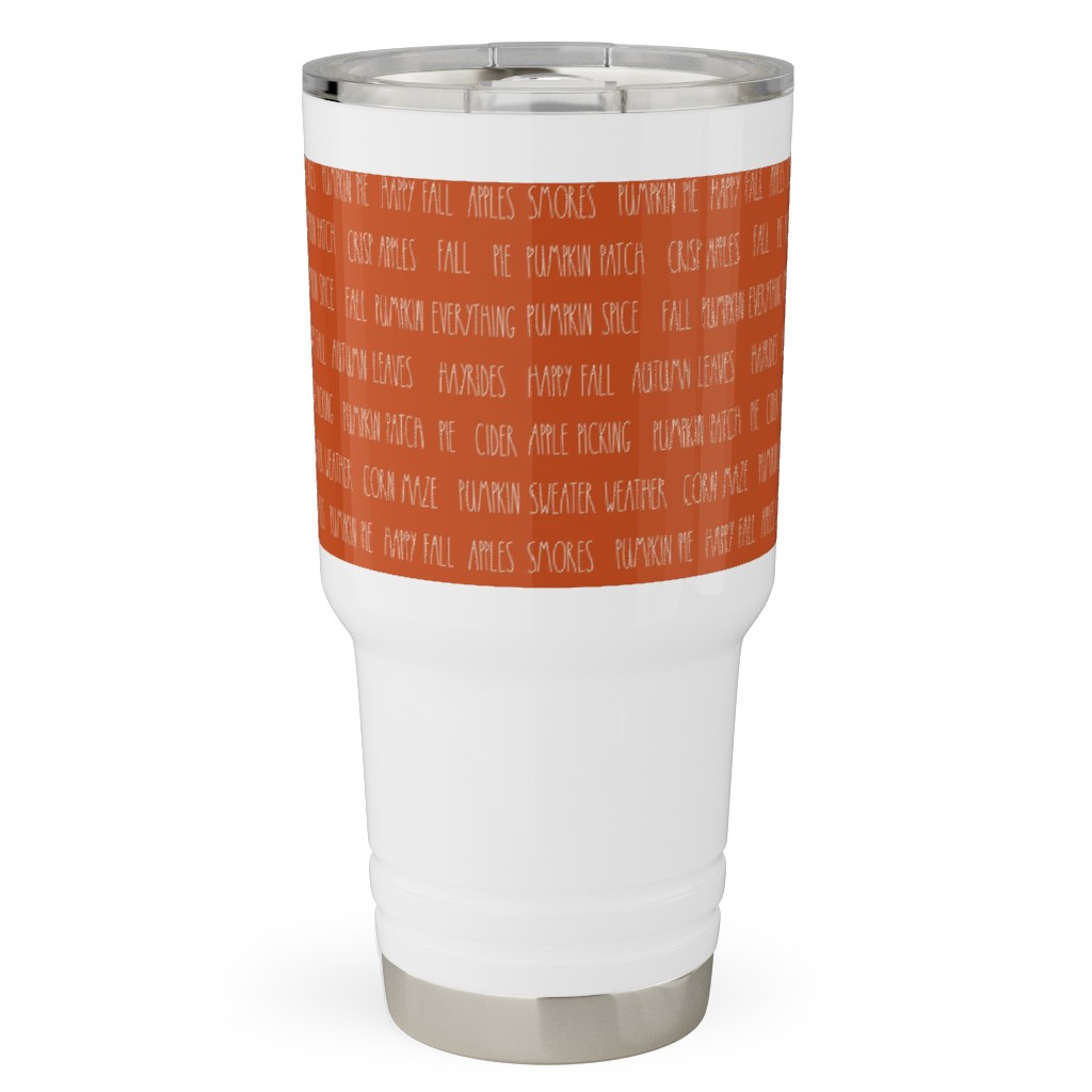 Fall Fun Typography - Orange Travel Tumbler, 30oz, Orange, Orange