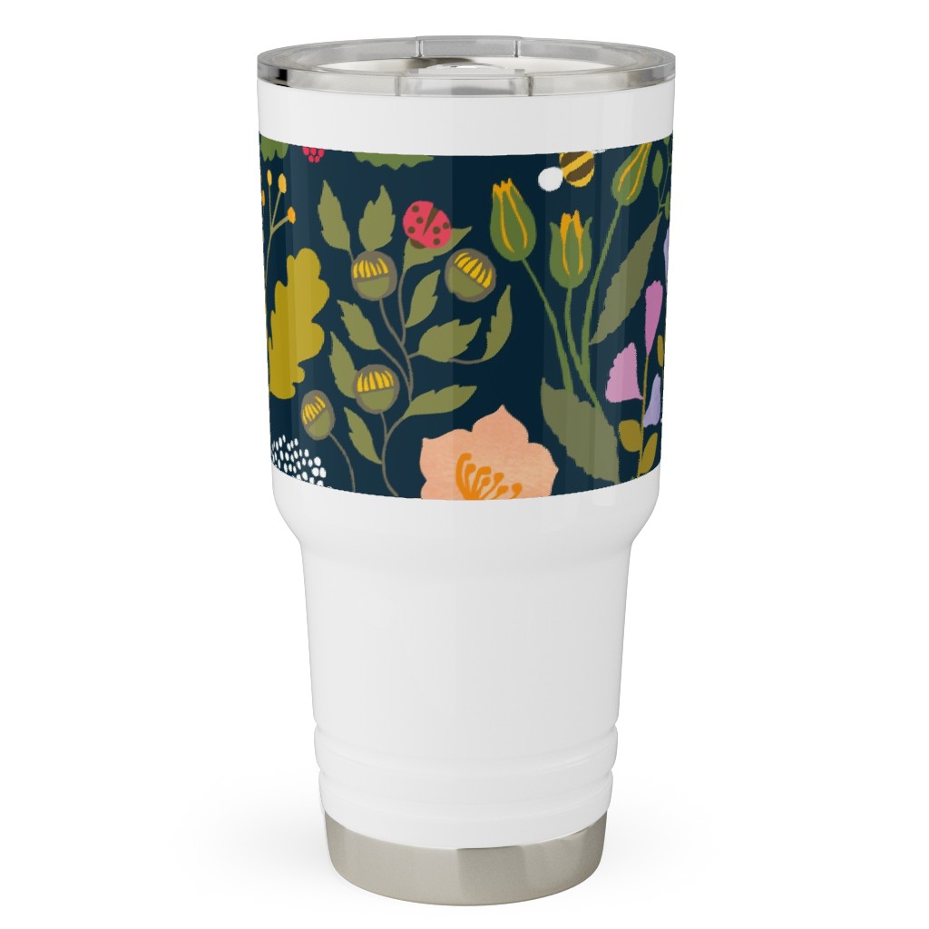 Garden Sprigs - Navy Travel Tumbler, 30oz, Multicolor