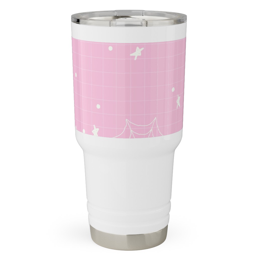 Pastel Halloween Web and Spider - Pink Travel Tumbler, 30oz, Pink, Bright Pink