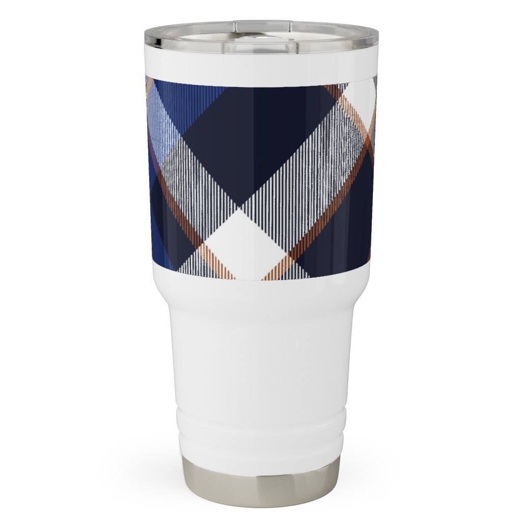 Cora's Plaid - Blue Travel Tumbler, 30oz, Blue, True Blue