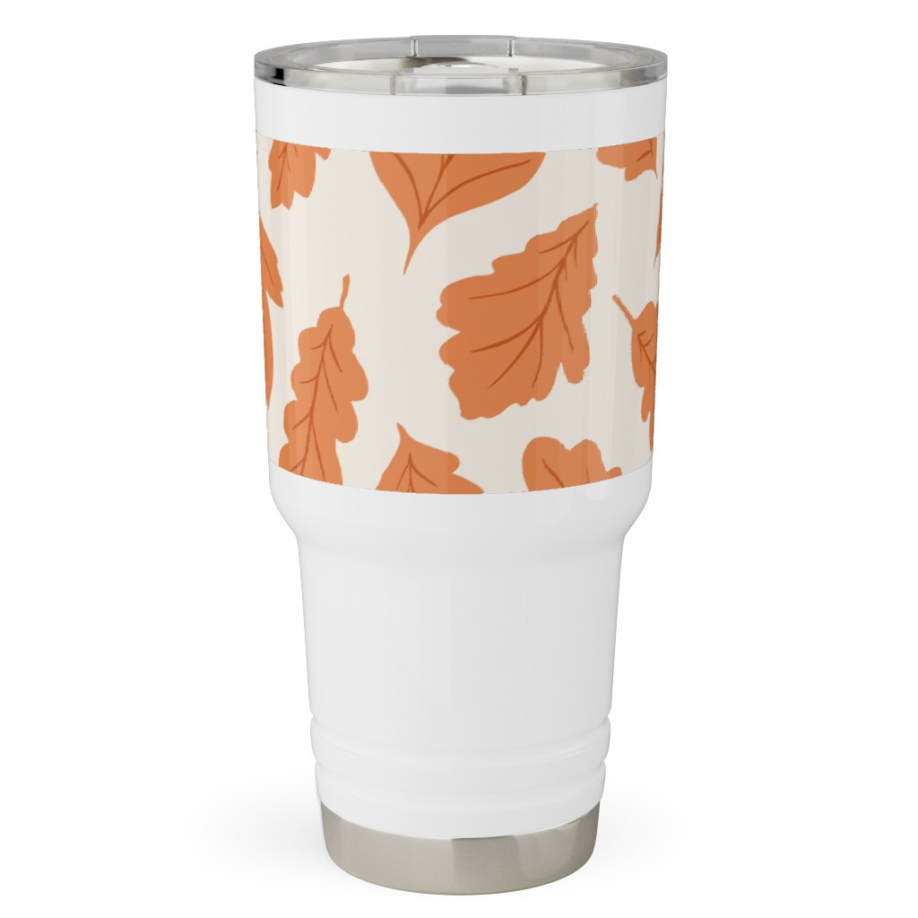 Autumn Leaves - Orange on Cream Travel Tumbler, 30oz, Orange