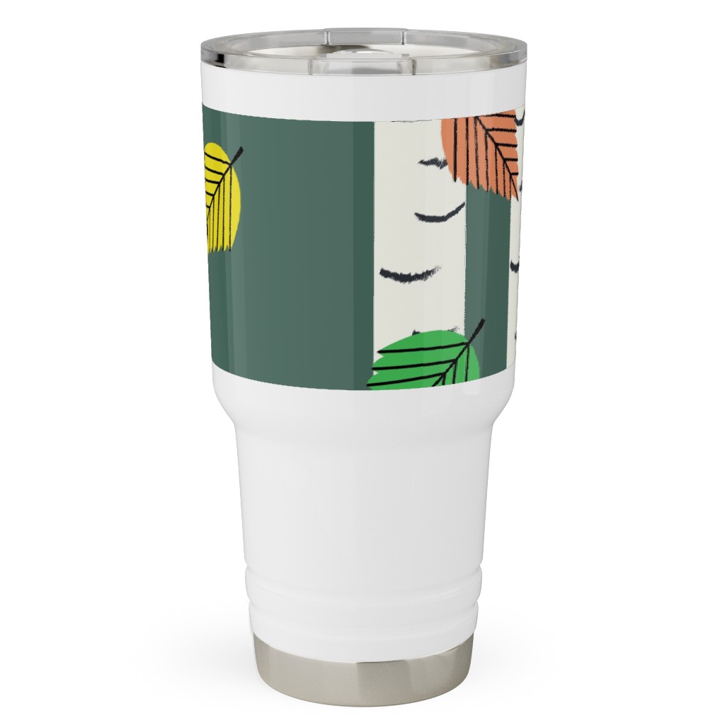 Autumn Birch Forest Travel Tumbler, 30oz, Green, Classic Green