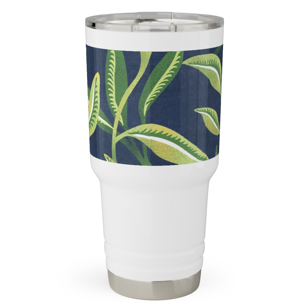 Green Leafy Vines - Blue and Green Travel Tumbler, 30oz, Green