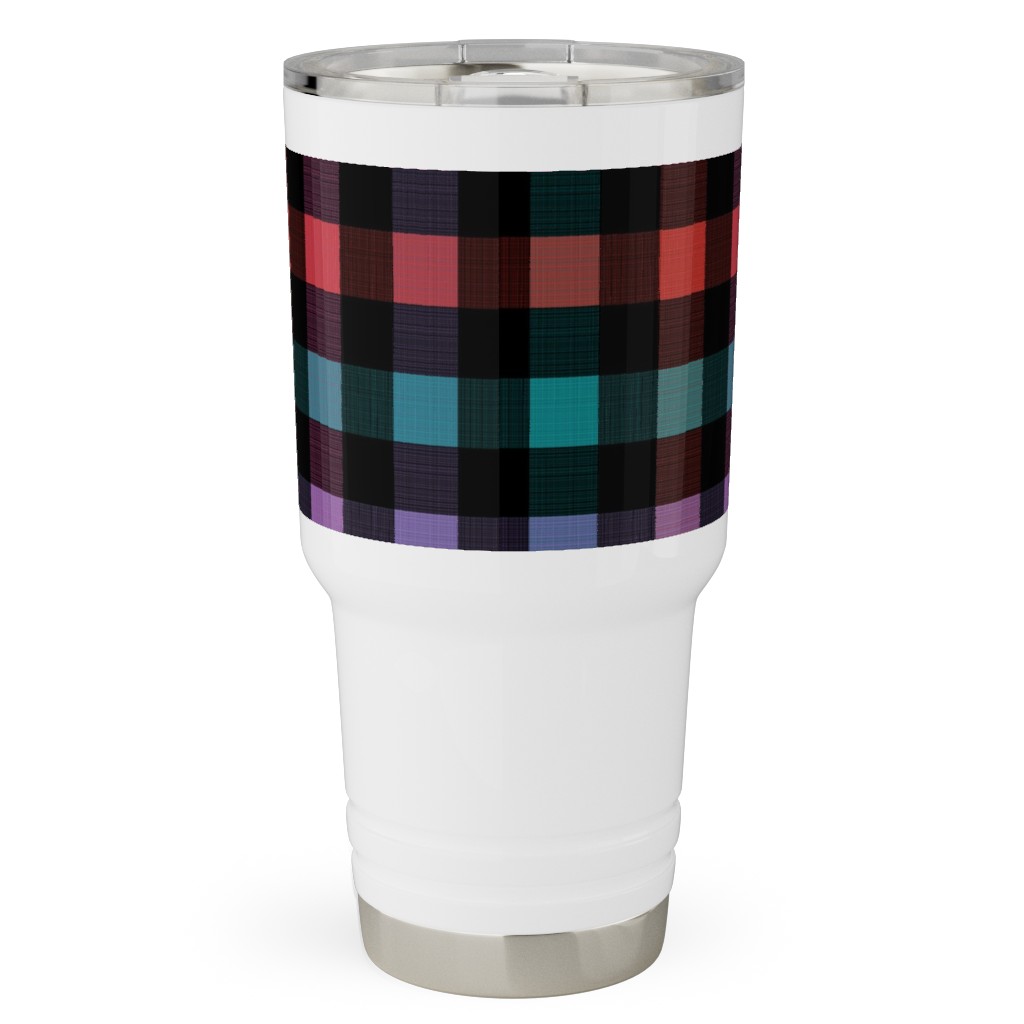 Picnic Plaid Travel Tumbler, 30oz, Multicolor, Charcoal