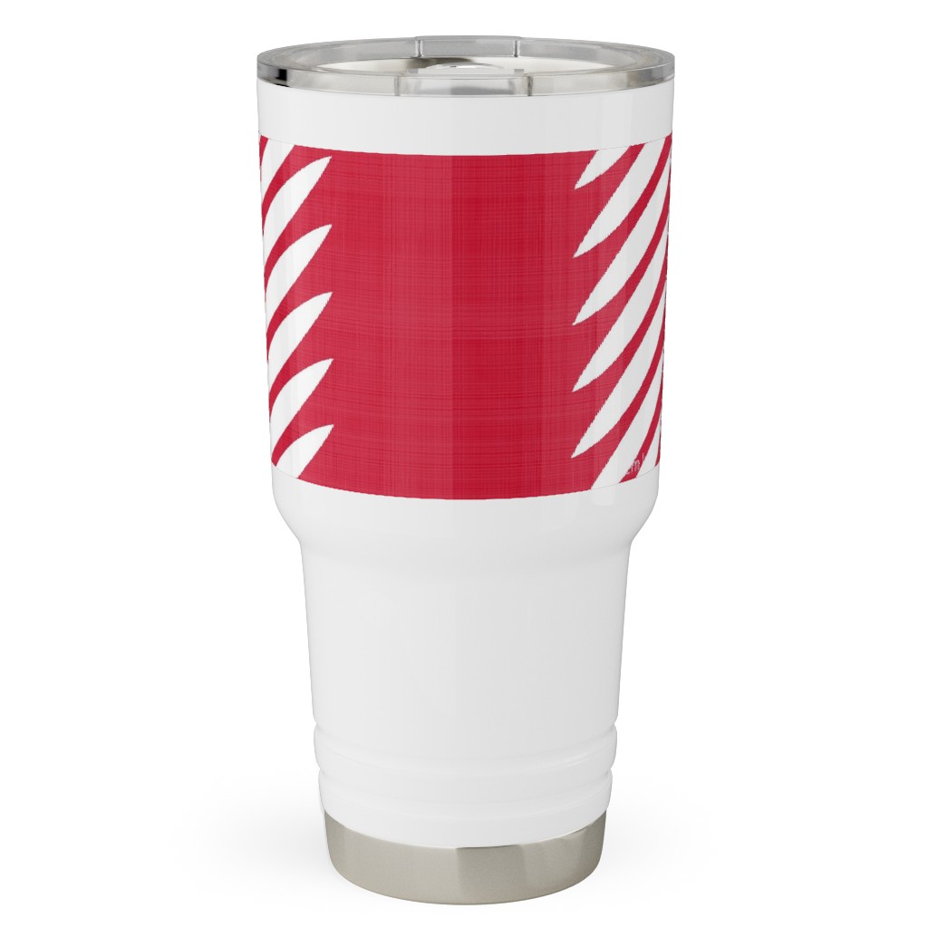 Laurel Leaf Stripe Travel Tumbler, 30oz, Red