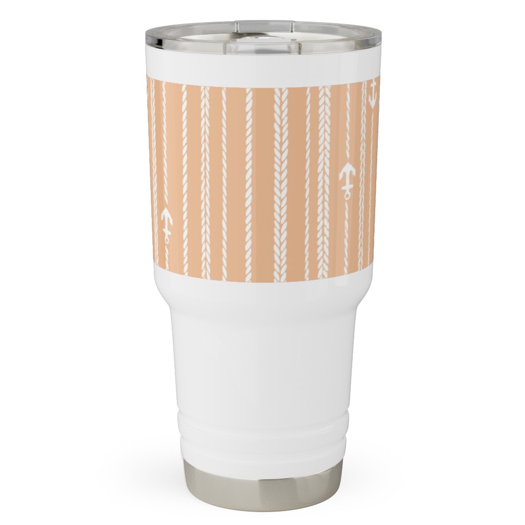 Ropes and Anchors - Orange and White Travel Tumbler, 30oz, Orange